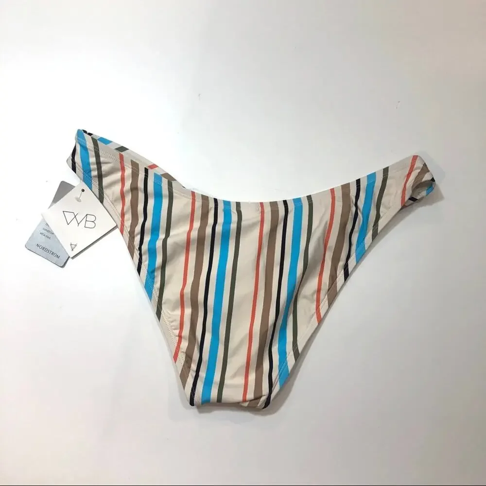 VYB High Leg Stripe Print Bikini Bottoms swim XL